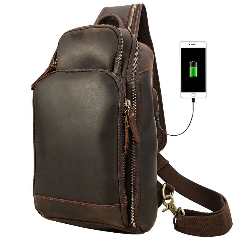 Leather Sling Crossbody Shoulder Bag