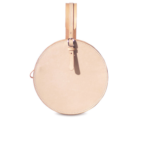 Small Women's Leather Circle Crossbody Bag Round Purse for Women