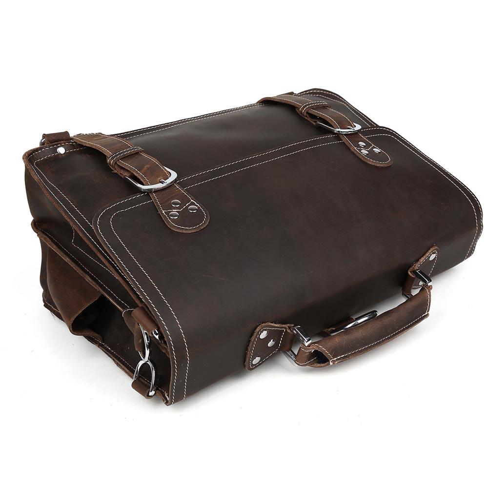 Coffee Leather Shoulder Messenger Bag