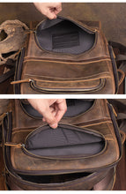 Load image into Gallery viewer, Vintage Genuine Leather School Backpack For Men 15.6 Inch Laptop Bag School Bag Overnight Weekender Camping Daypack Rucksack

