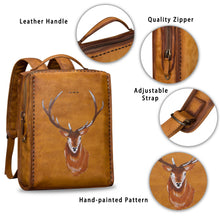 Load image into Gallery viewer, Art Leather Backpack Hand Painted Handmade Satchel Casual Daypack
