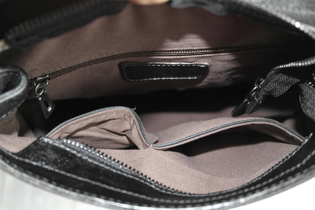 Black Leather Backpack for Women