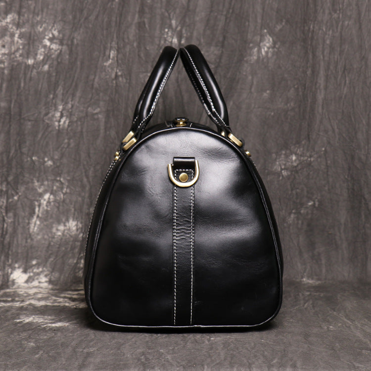 Handmade Natural Crazy Horse Leather Small Men's Travel Bags