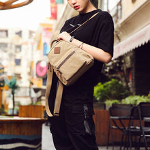 Load image into Gallery viewer, Ladies Small Canvas Leather Hiking Backpack Bag School Book Bag

