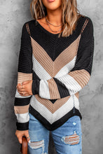 Load image into Gallery viewer, Black Chevron Colorblock Knit Sweater
