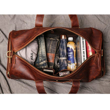 Load image into Gallery viewer, Large Travel Weekender Leather Duffel Bag

