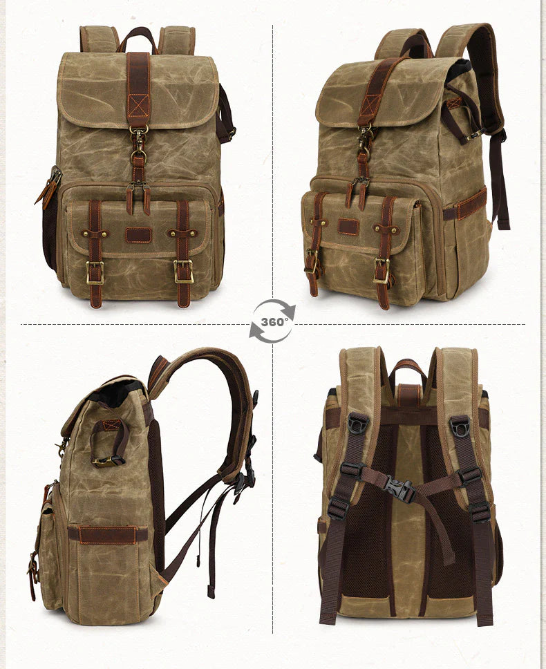 Waterproof Canvas Camera Backpack Photography Bag