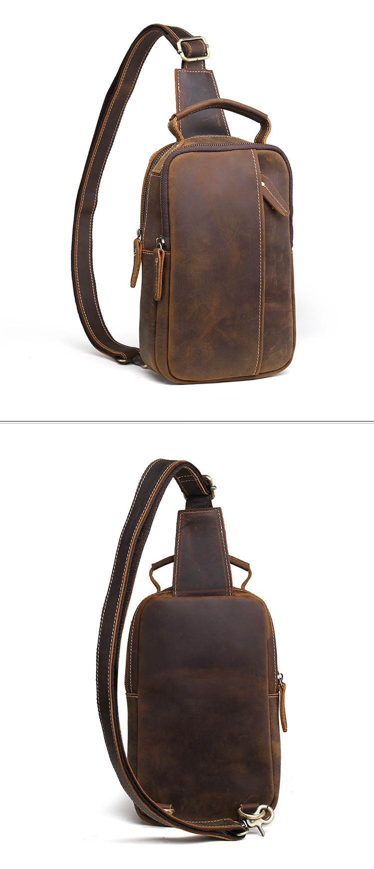 Leather Small Sling Bag for Men