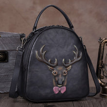Load image into Gallery viewer, Deer Embossed Leather Handbag Backpack for Women
