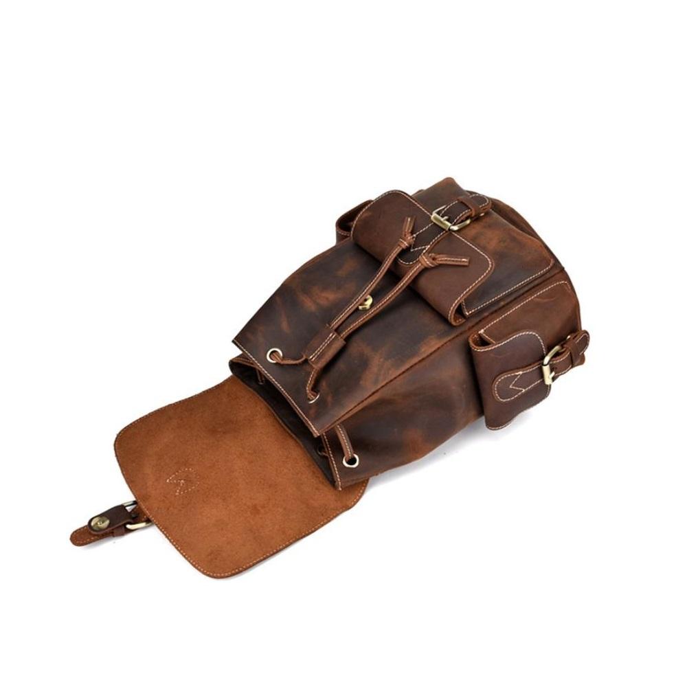 Handmade Pockets Leather School Backpack