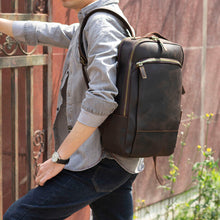 Load image into Gallery viewer, Large Simple School Leather Laptop Rucksack
