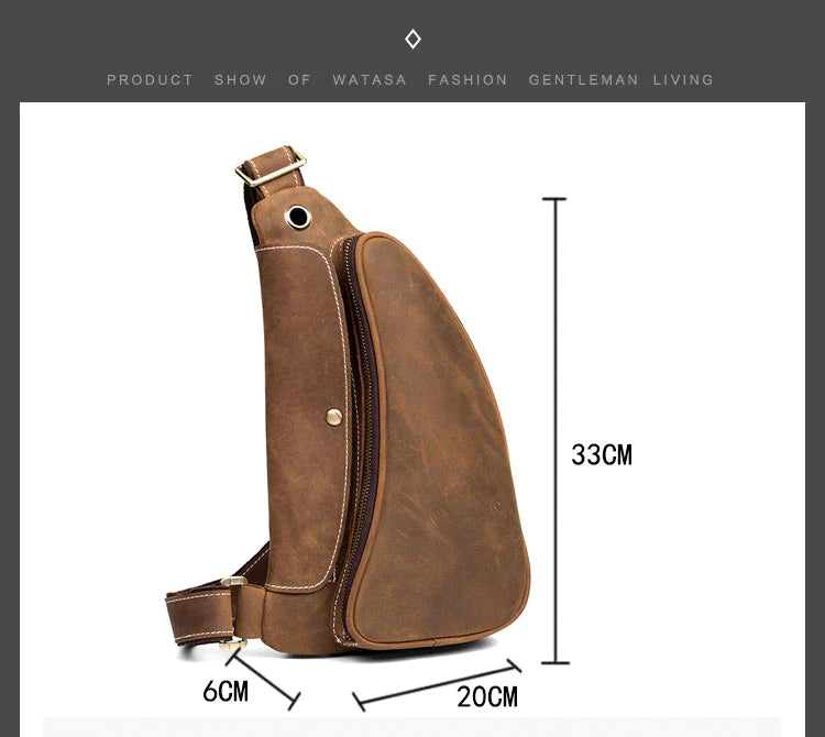Vintage Crazy Horse Leather Mens Sling Bag