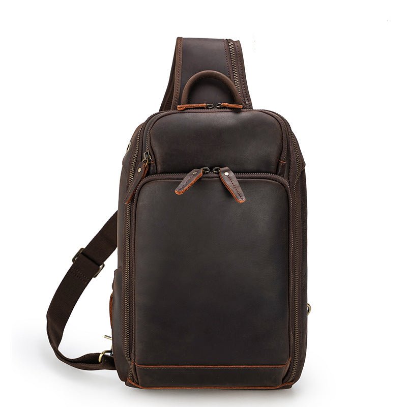 Crossbody Trip Chest Leather Sling Bag for Men