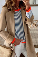 Load image into Gallery viewer, Contrast Trimmed Striped Drop Shoulder Sweater
