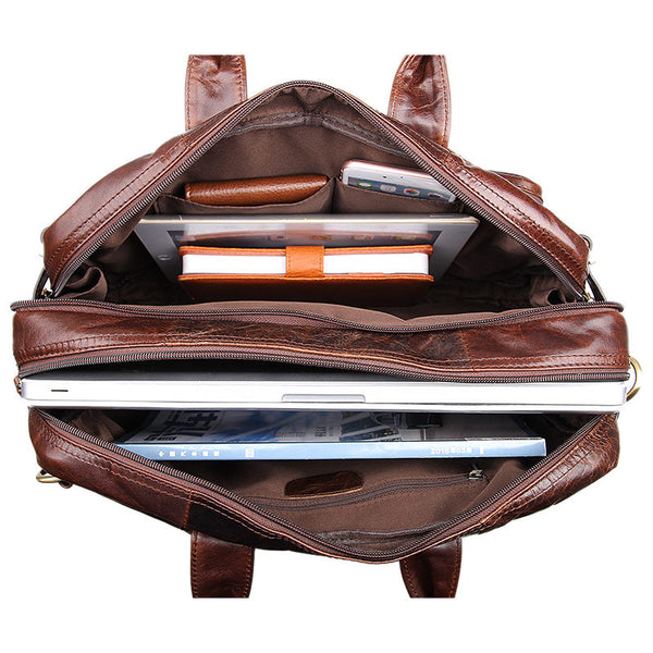 Men's Business Leather Briefcase Backpack Bags