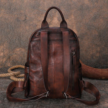 Load image into Gallery viewer, Vintage Leather Rucksack Womens Vintage School Backpacks Leather Backpack Purse

