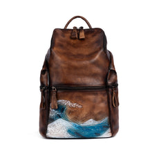 Load image into Gallery viewer, Seawave Embossed Leather Women School Backpack
