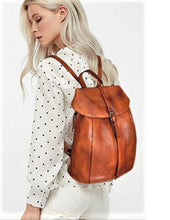 Load image into Gallery viewer, Black Zipper Leather Backpack for Women
