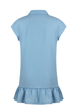 Load image into Gallery viewer, Casual Street Solid Buckle Flounce Mini Denim Dress
