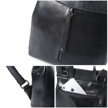 Load image into Gallery viewer, Brown Zipper Convertible Leather Backpack
