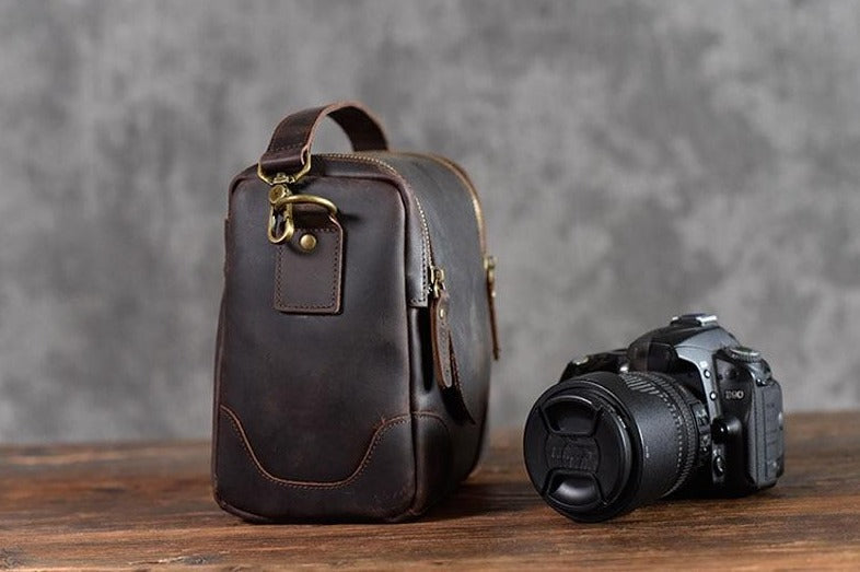 Small Leather Camera Bag - Leather Camera Lens Case