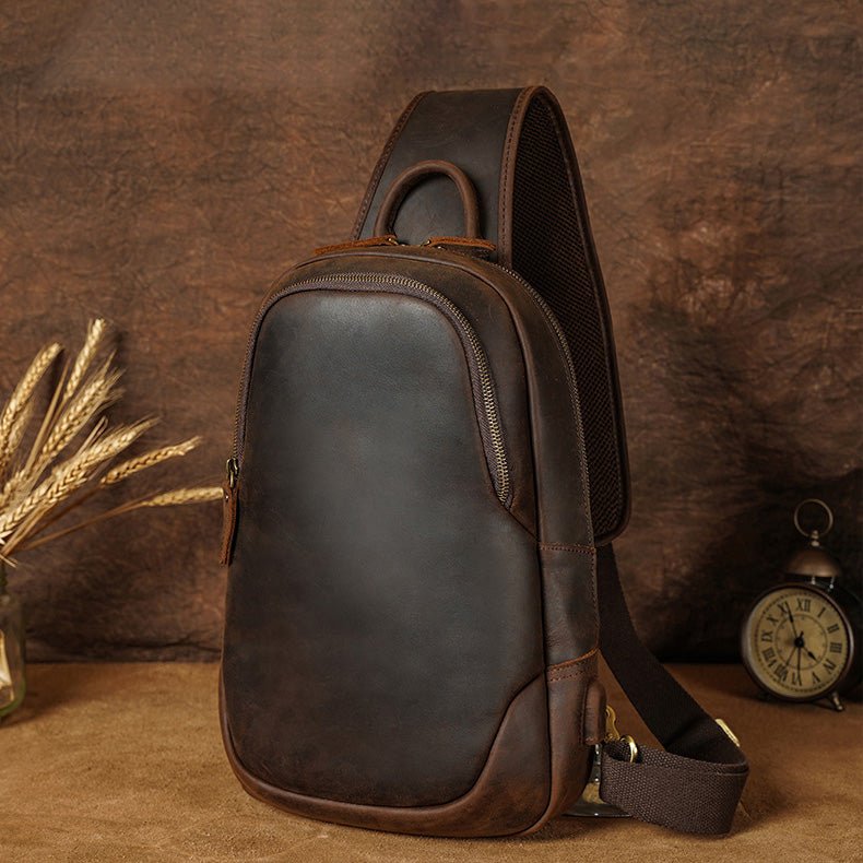 Travel Business Sling Chest Bag USB Bag for Men