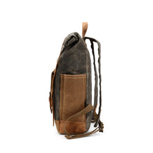 Load image into Gallery viewer, Waterproof College Weekend Travel Laptops Waxed Canvas Leather Roll top Backpack
