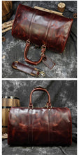 Load image into Gallery viewer, Burgundy Simple Travel Weekender Leather Duffel Bag
