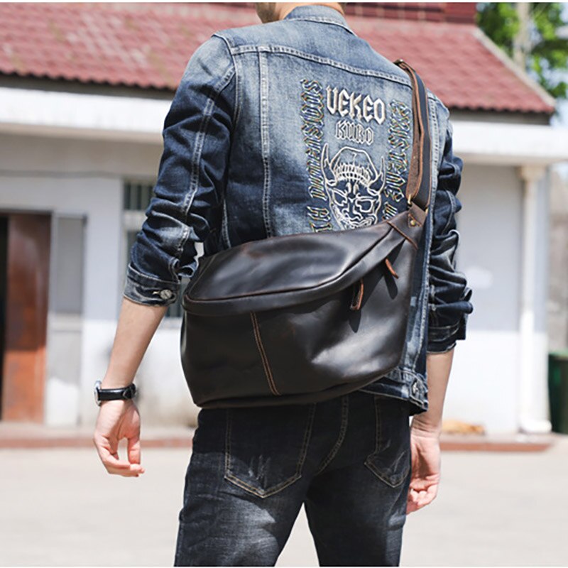 Large Leather Shoulder Cross Body Sling Bag