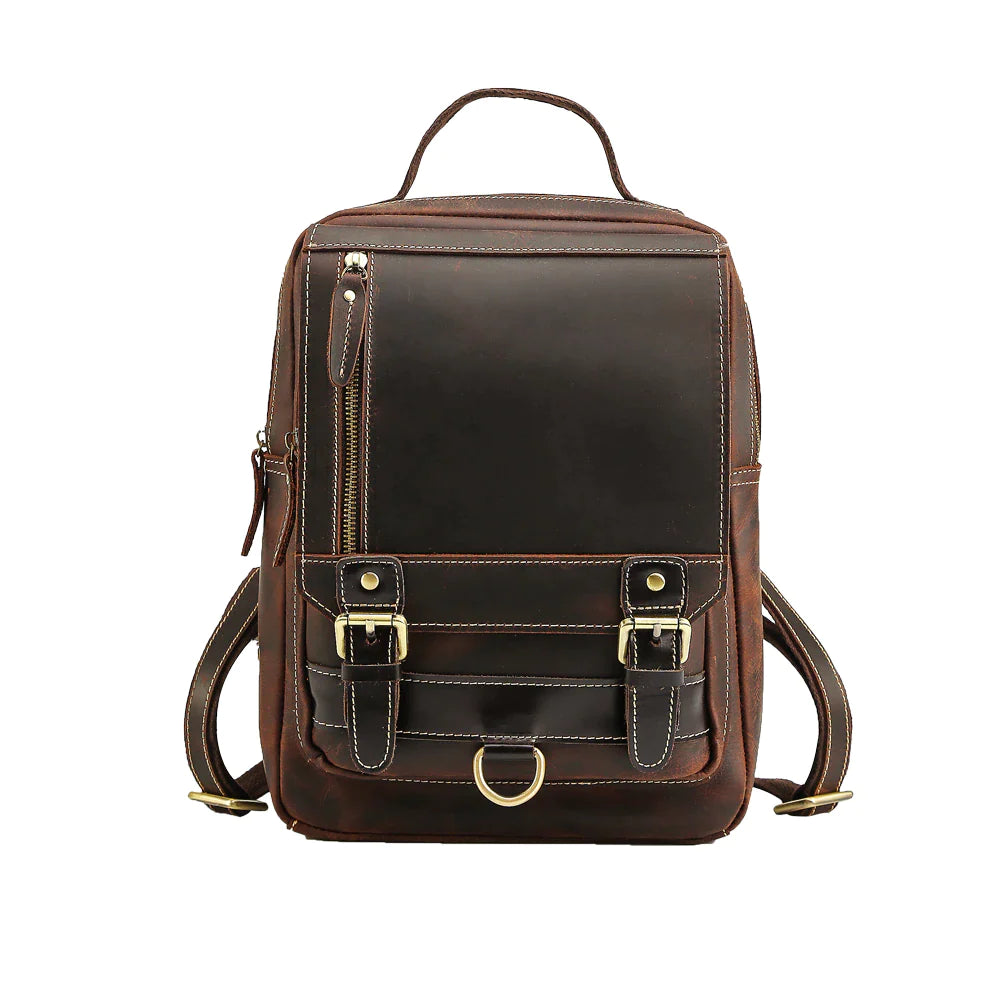 Mens Convertible Leather School Backpack Sling Bag
