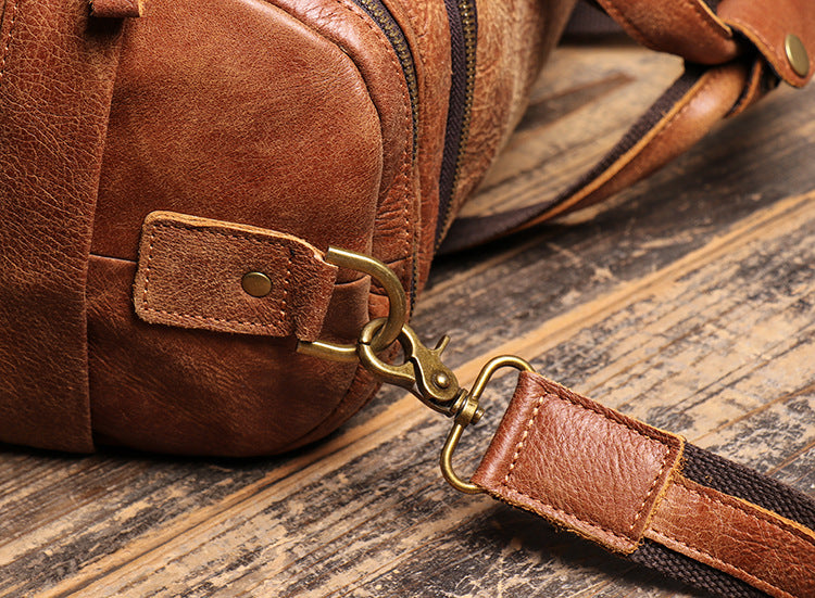 Men Leather Travel Duffel Bag
