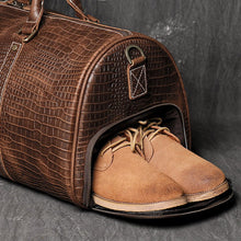 Load image into Gallery viewer, Brown Cowhide Travel Duffel Weekender Bag for Men
