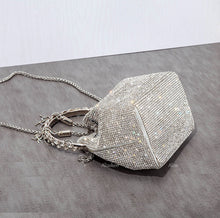 Load image into Gallery viewer, Silver Diamond Tassel Evening Clutch Bag
