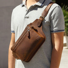 Load image into Gallery viewer, Men&#39;s Zipper Crossbody Sling Leather Bag
