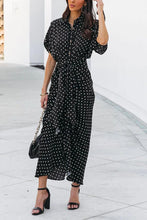 Load image into Gallery viewer, Polka Dot Tie Front Midi Shirt Dress
