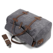 Load image into Gallery viewer, Leisure Waxed Leather Canvas Large Storage Travel Weekender Duffel Bag
