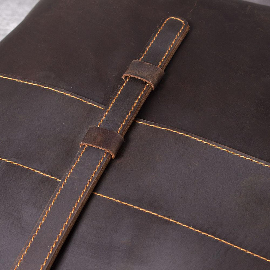 Coffee Full Grain Leather School Backpack