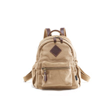 Load image into Gallery viewer, Ladies Small Canvas Leather Hiking Backpack Bag School Book Bag
