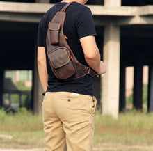 Load image into Gallery viewer, Brown Leather Crossbody Sling Bag for Mens
