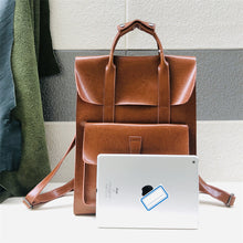 Load image into Gallery viewer, Brown Large Leather Backpack

