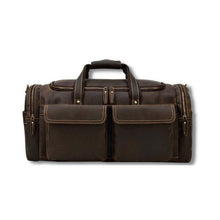 Load image into Gallery viewer, Dark Brown Full Grain Leather Travel Weekender Duffel Bag
