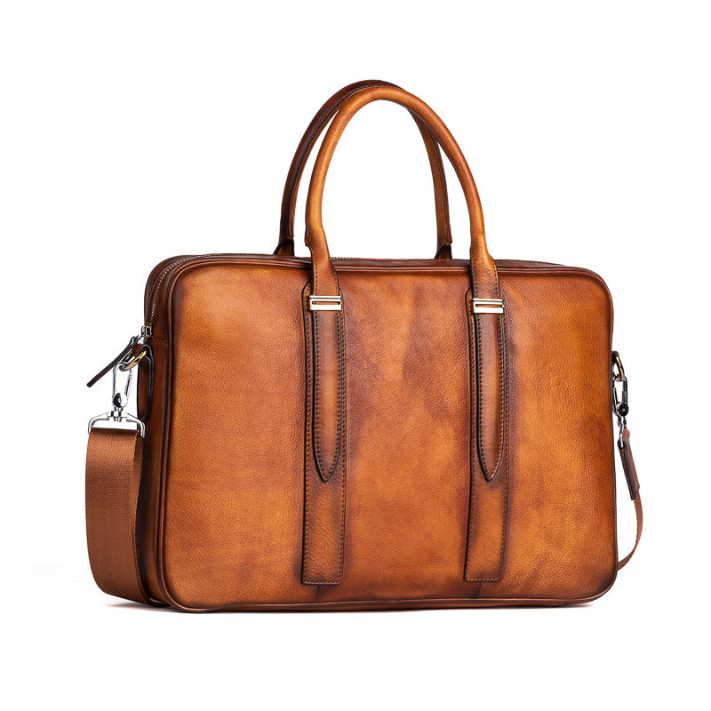 Large Vintage Leather Casual Briefcase for Men