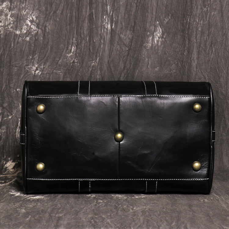 Handmade Natural Crazy Horse Leather Small Men's Travel Bags