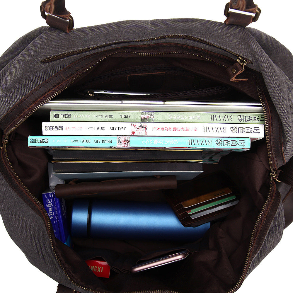 Vintage Canvas Leather Travel Duffel Bag