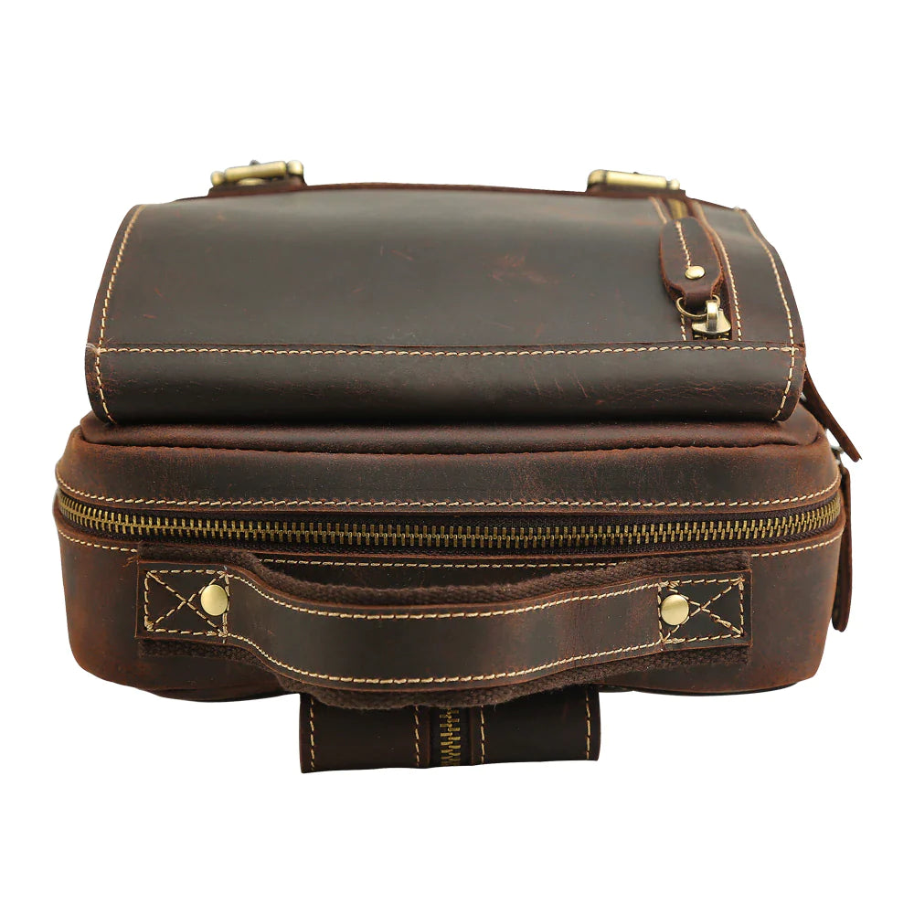 Mens Convertible Leather School Backpack Sling Bag