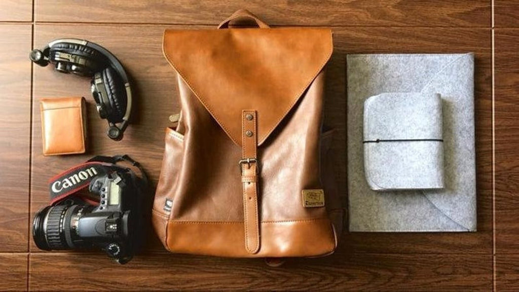 Genuine Leather Backpack Vintage Laptop Bookbag
