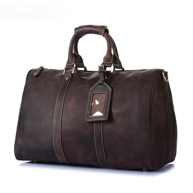 Retro Leather Portable Travel Duffel Bag