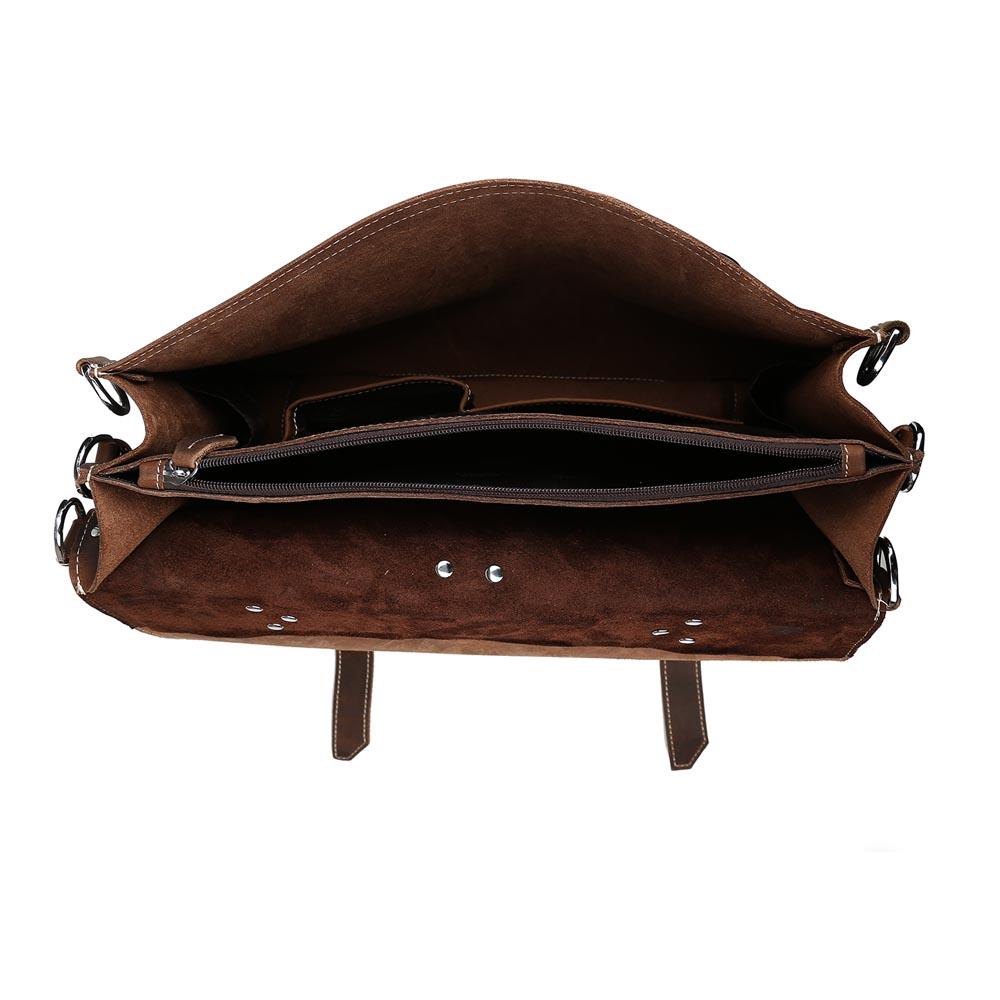 Coffee Leather Shoulder Messenger Bag