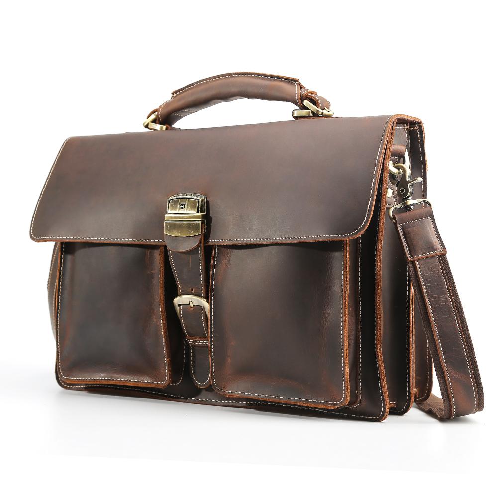 Brown Large Shoulder Messenger Bag Briefcase