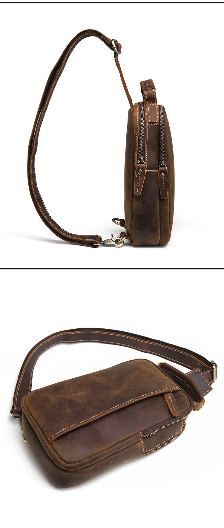 Leather Small Sling Bag for Men